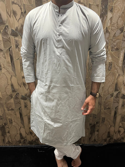Men’s Giza Cotton Grey Kurta – Smooth, Minimal & Classy Everyday Wear A28