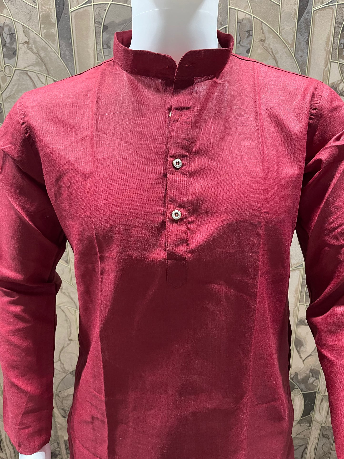 Men’s Pure Red Cotton Kurta – Minimal & Classy Everyday Wear A27