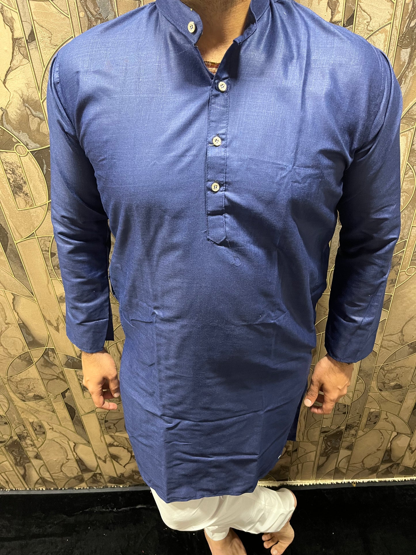 Men’s Pure Blue Cotton Kurta – Minimal & Classy Everyday Wear A27