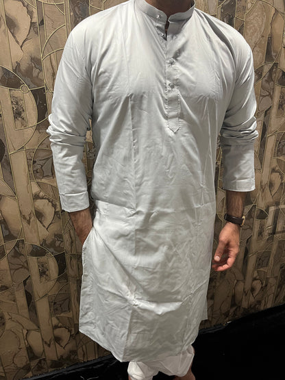 Men’s Giza Cotton Grey Kurta – Smooth, Minimal & Classy Everyday Wear A28