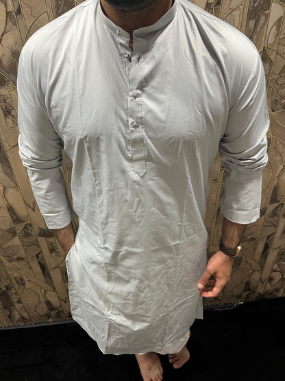 Men’s Giza Cotton Grey Kurta – Smooth, Minimal & Classy Everyday Wear A28