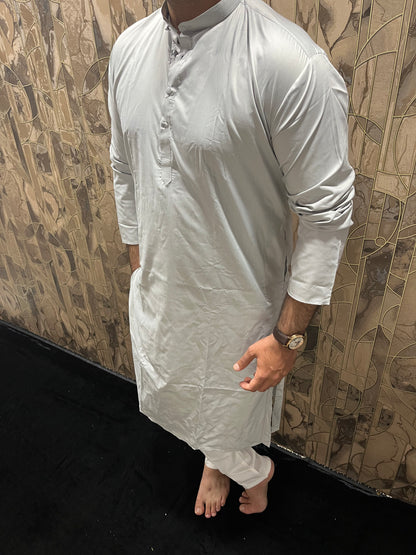 Men’s Giza Cotton Grey Kurta – Smooth, Minimal & Classy Everyday Wear A28