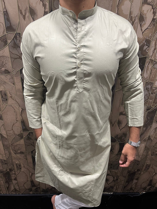 Men’s Giza Cotton Light Green Kurta – Smooth, Minimal & Classy Everyday Wear A28