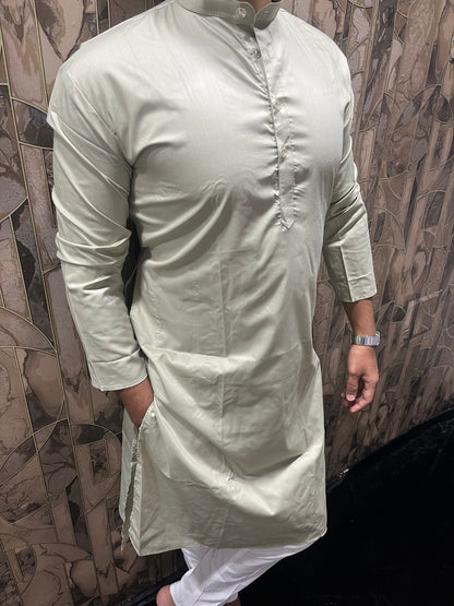 Men’s Giza Cotton Light Green Kurta – Smooth, Minimal & Classy Everyday Wear A28