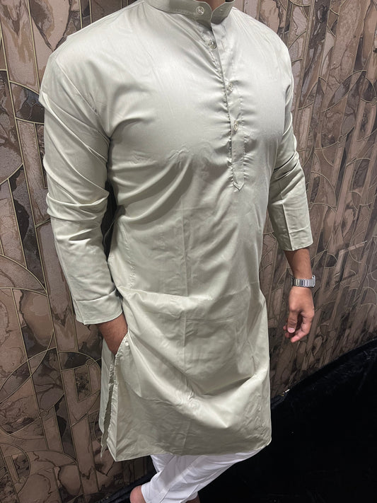 Men’s Giza Cotton Light Green Kurta – Smooth, Minimal & Classy Everyday Wear A28