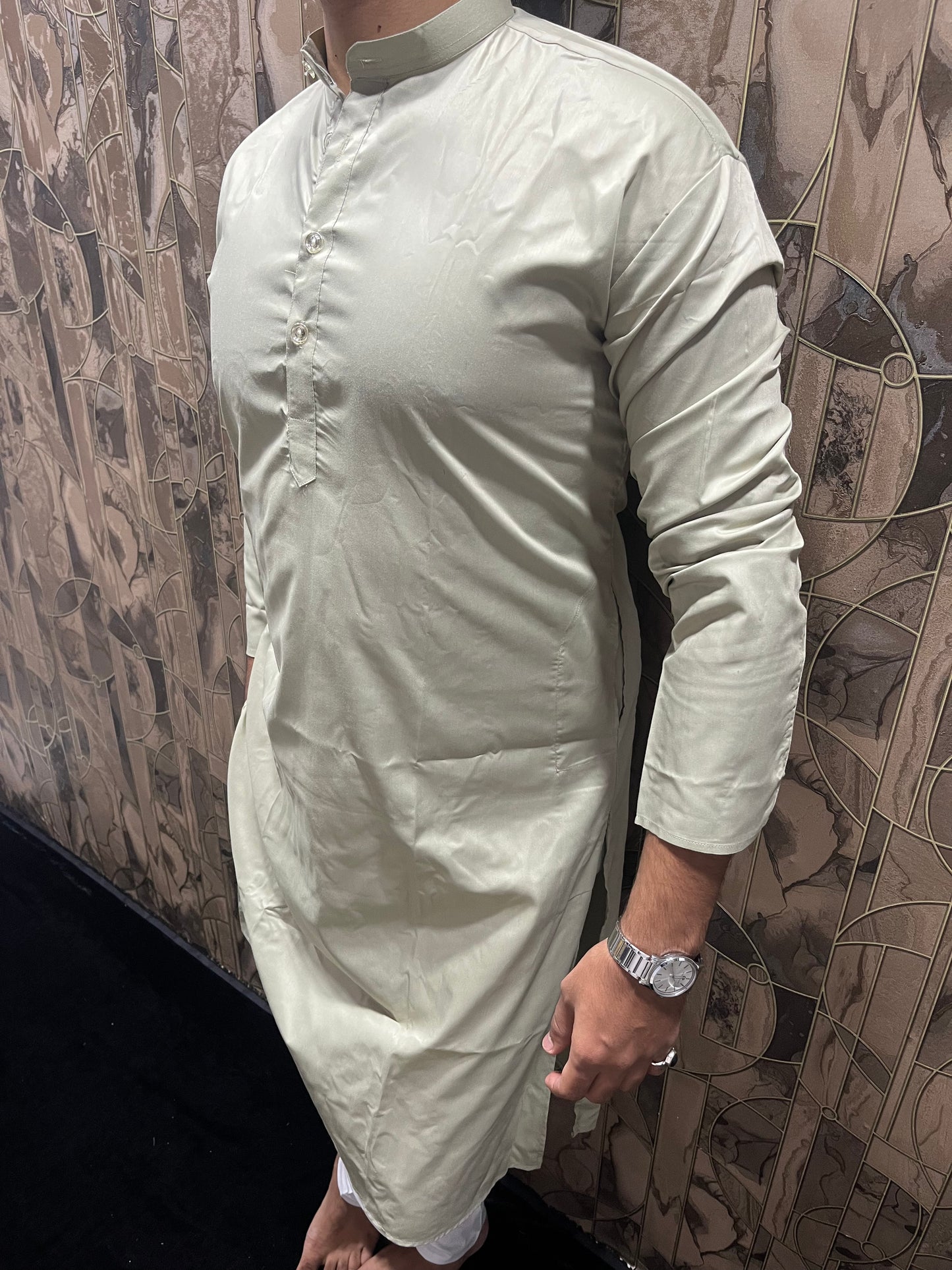 Men’s Giza Cotton Light Green Kurta – Smooth, Minimal & Classy Everyday Wear A28