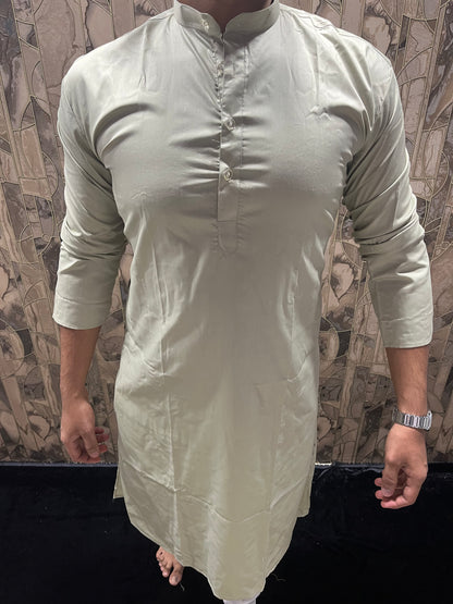 Men’s Giza Cotton Light Green Kurta – Smooth, Minimal & Classy Everyday Wear A28