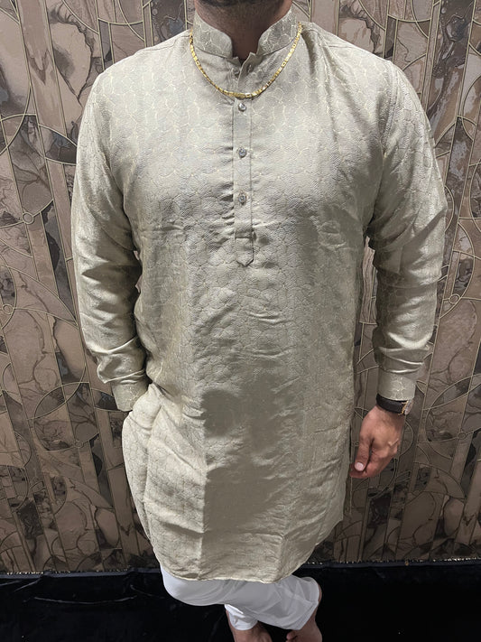 Men’s Cotton Kurta Beige – Subtle Golden Accents for Festive Wear - A6