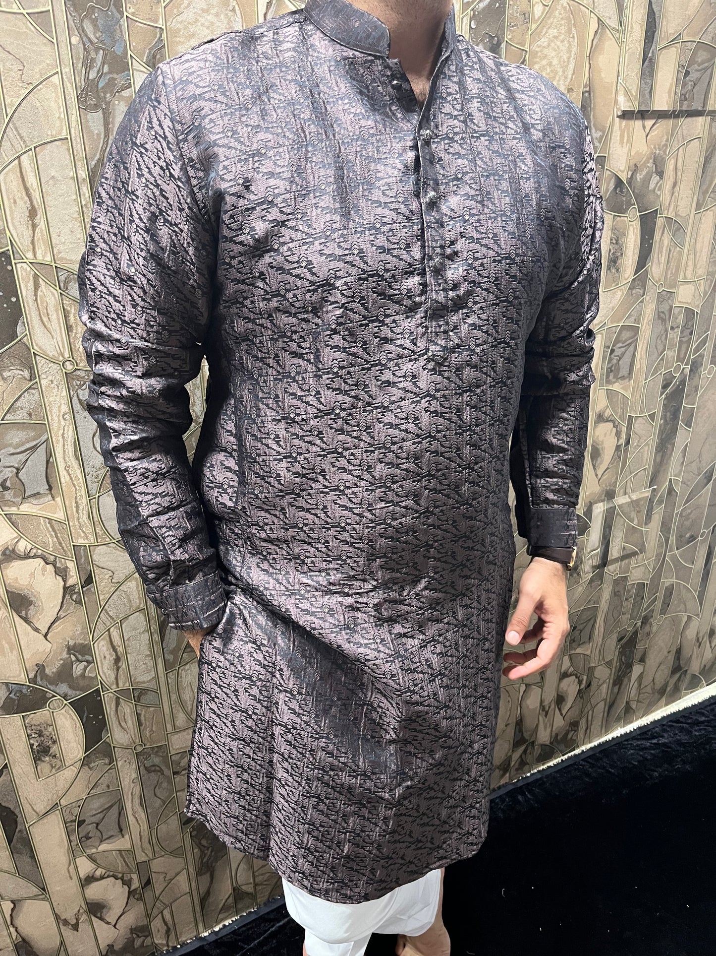 Men’s Cotton Dark Brown Kurta – Elegant Festive Wear A7
