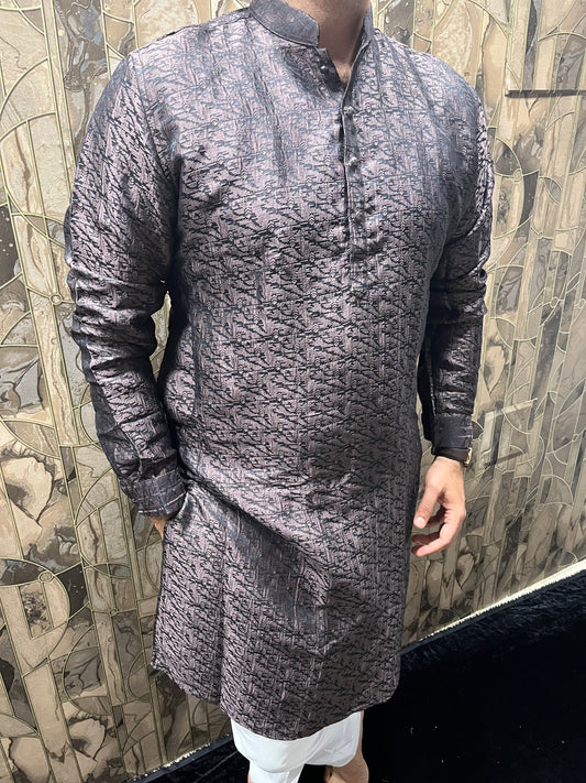 Men’s Cotton Dark Brown Kurta – Elegant Festive Wear A7