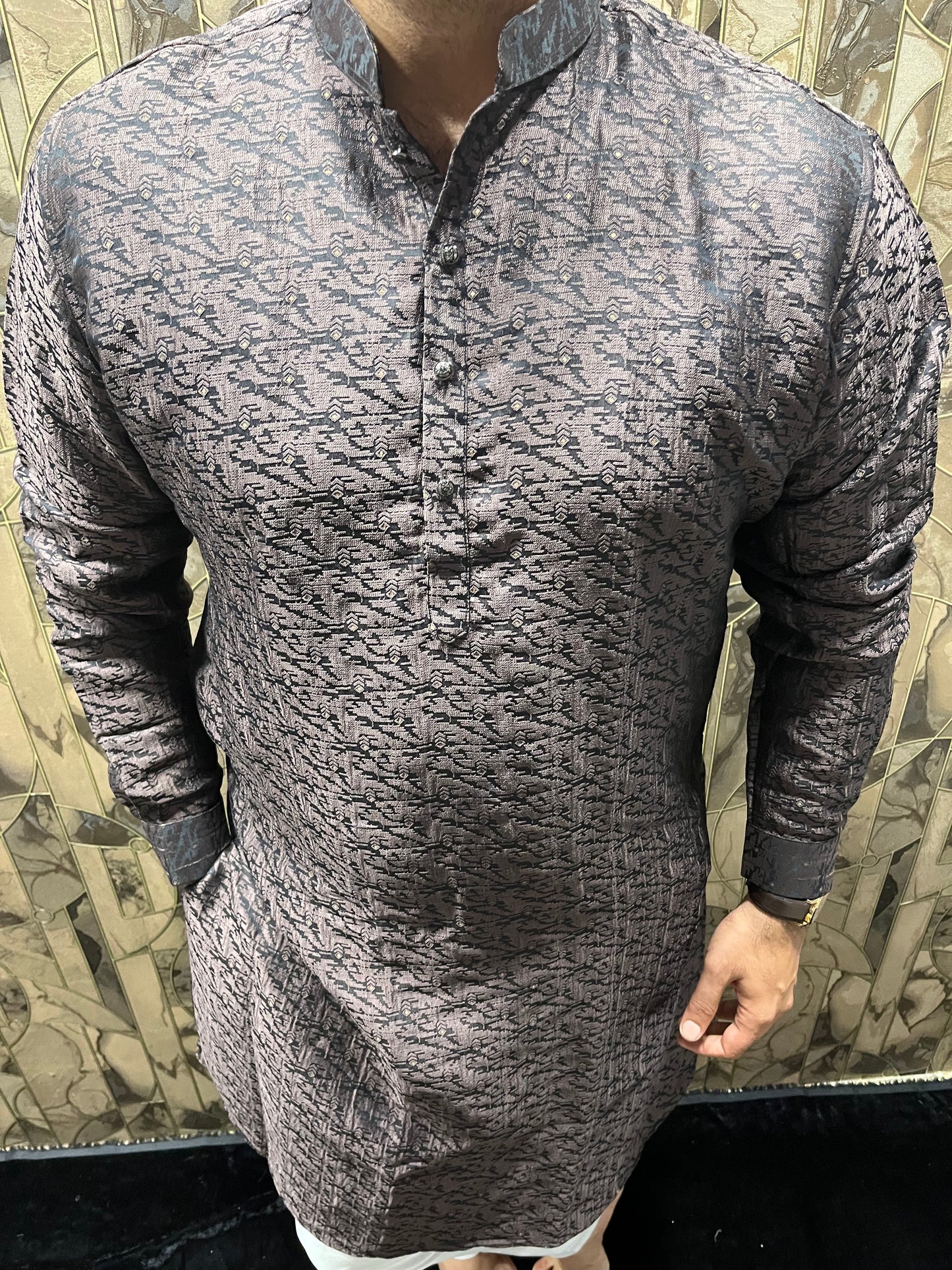 Men’s Cotton Dark Brown Kurta – Elegant Festive Wear A7