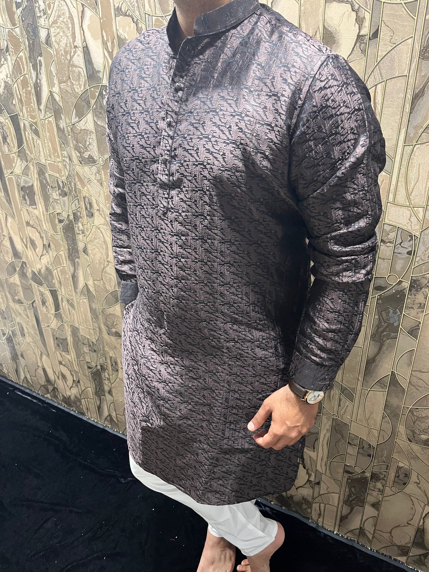 Men’s Cotton Dark Brown Kurta – Elegant Festive Wear A7