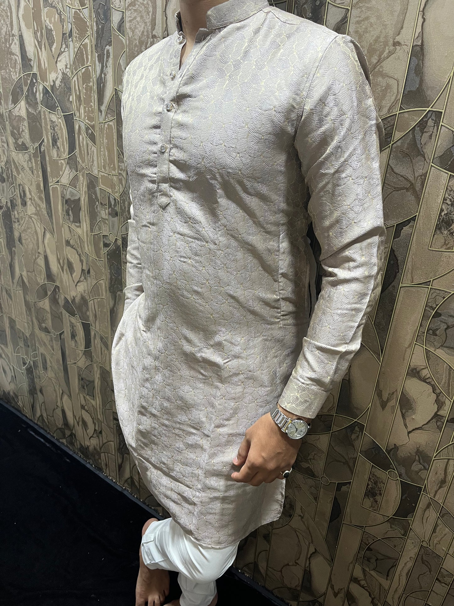 Men’s Cotton Lavender – Subtle Golden Accents for Festive Wear - A6