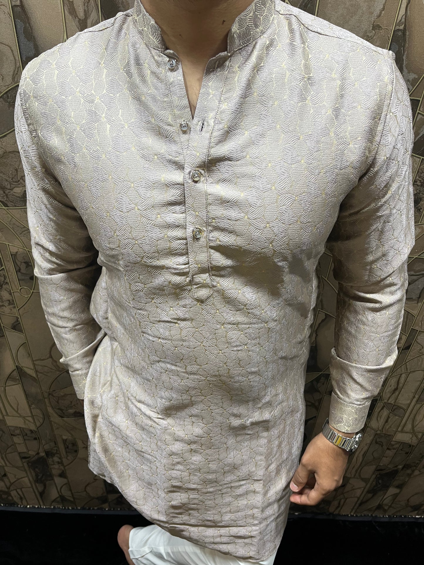 Men’s Cotton Lavender – Subtle Golden Accents for Festive Wear - A6