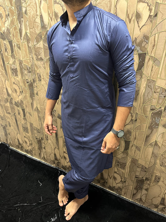 Men’s Giza Cotton Navy Blue Kurta Pajama Set – Smooth, Minimal & Classy Everyday Wear A29