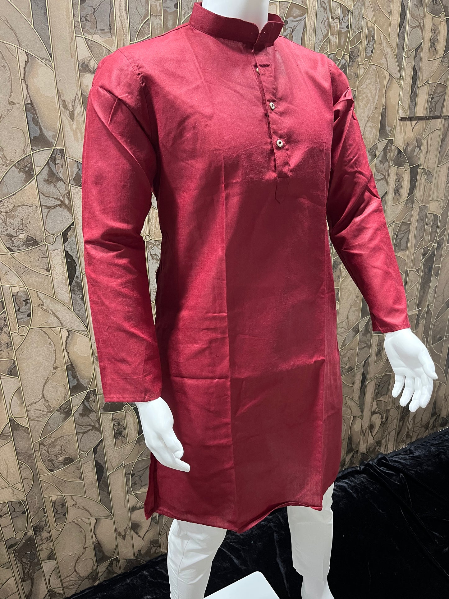 Men’s Pure Red Cotton Kurta – Minimal & Classy Everyday Wear A27